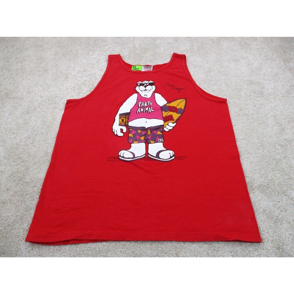 VINTAGE Party Animal San Diego California Tank Top Shirt Men XL Oneita 80s